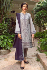 JAZMIN - 3PC DHANAK EMBROIDERED SHIRT WITH CHIFFON EMBROIDERED DUPATTA AND TROUSER - HZG2360